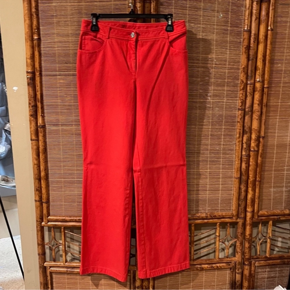 St. John Red Denim Flair Jeans